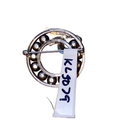 Vintage Rainbow Rhinestone Circle Pin Brooch - Picture 3 of 3